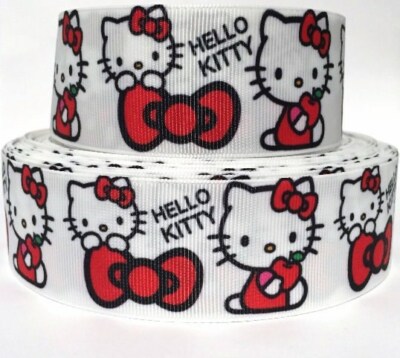 GROSGRAIN RIBBON 5/8'', 7/8'', 1.5'', 3'' HELLO KITTY Red Black Cat COMBINE SHIP