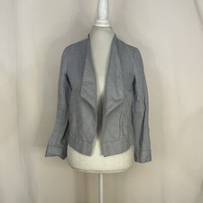 Nwt Ann Taylor Loft Linen Chambray Open Waterfall Blazer Jacket Sz XS Petite