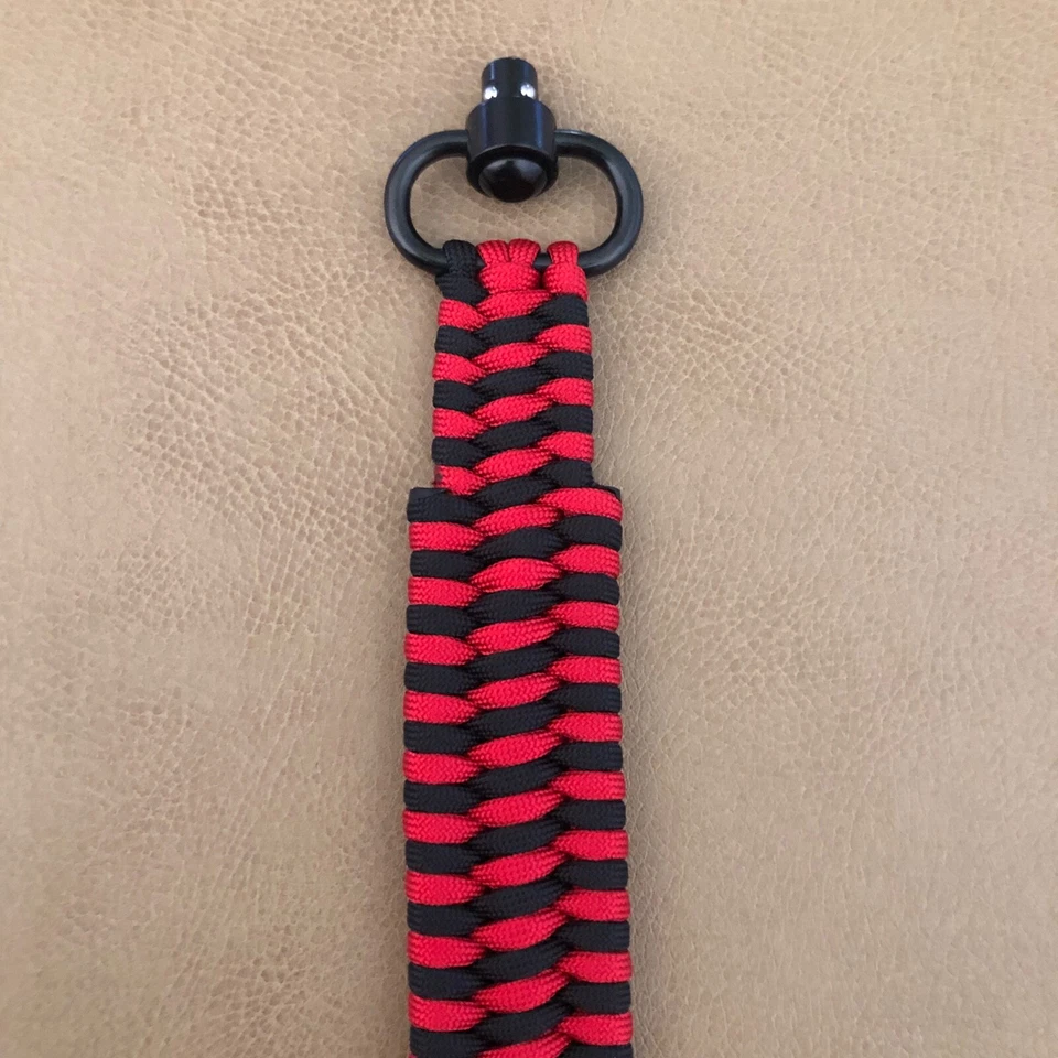 Rojo y Negro QD Hecho a Mano Táctico 2 Puntos Paracord Pistola Rifle Eslinga Tirar Lazo Foto 3 de 4