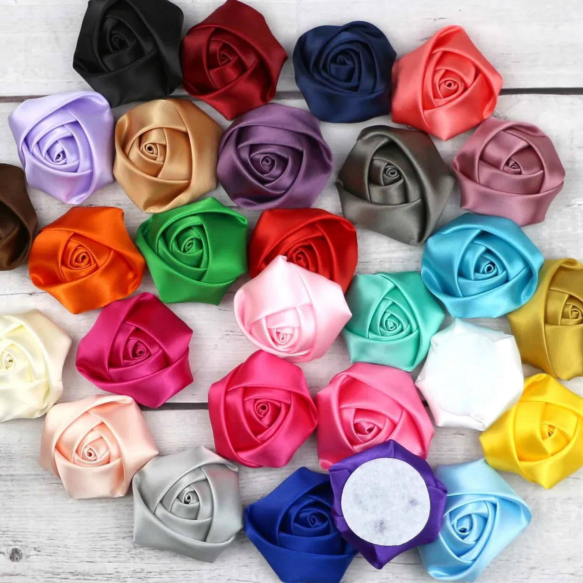 1.57 Ribbon Roses Artificial Flowers Applique Ribbon Flower For Craft  10/100pcs