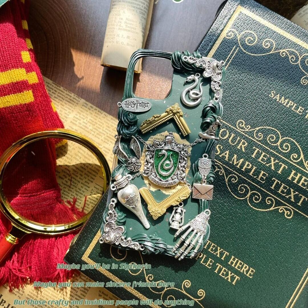 Handmade Slytherin Phone Case Harry Potter Style Cover for iPhone