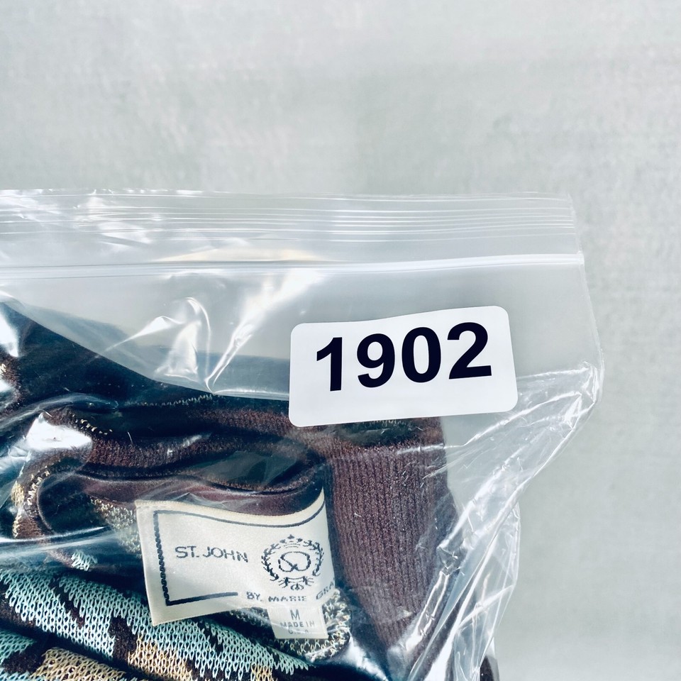 St. John Santana Knit Jacket Womens L Brown Full Zip Tank Top Set Shiny