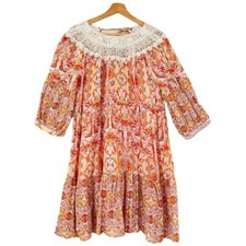 ANTHROPOLOGIE Floral Tiered Lace Oversized Lounge Dress Size XSP (Up To M) NEW