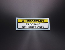 2 Pcs X Warning Label 93 Or Higher Octane Gas Gasoline Fuel Tank Sticker Decal