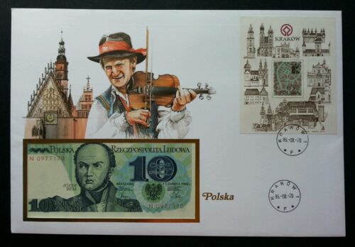 Poland Building 1985 Architecture Place Musicians FDC (banknote cover) *Rare - Picture 1 of 8
