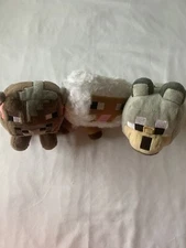 Mojang Minecraft Plush White Sheep 2014 Stuffed Animal Wolf Bull / Cow 6" (3)