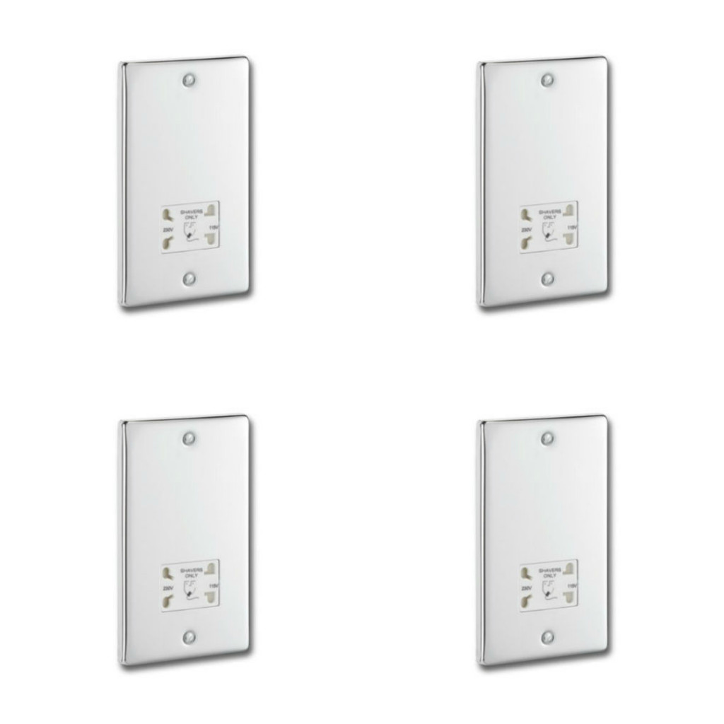 4 x Greenbrook P17C Dual Voltage Shaver Supply Units Polished Chrome