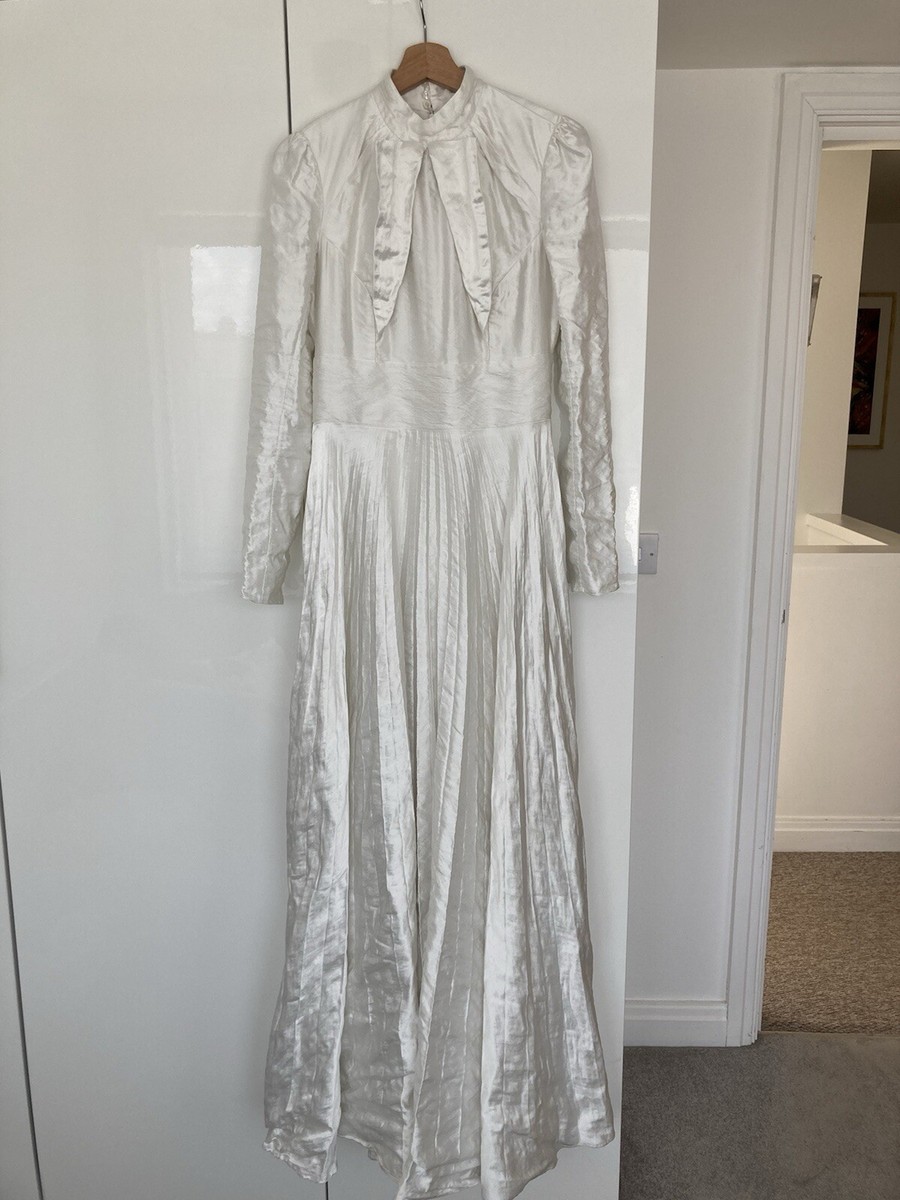 Erdem ivory white satin ballgown wedding dress long sleeve maxi