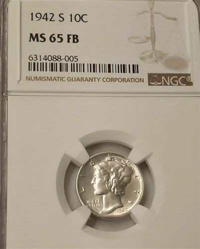 1942-S Mercury Silver Dime ~ NGC MS65-FULL BANDS ~ SUPER CLEAN BLAST LUSTER 👀