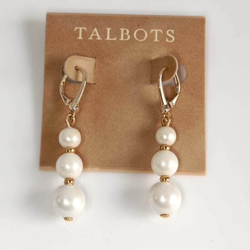 New Talbots Glass Pearl Beads Drop Earrings Gift Fashion Women Party Jewelry