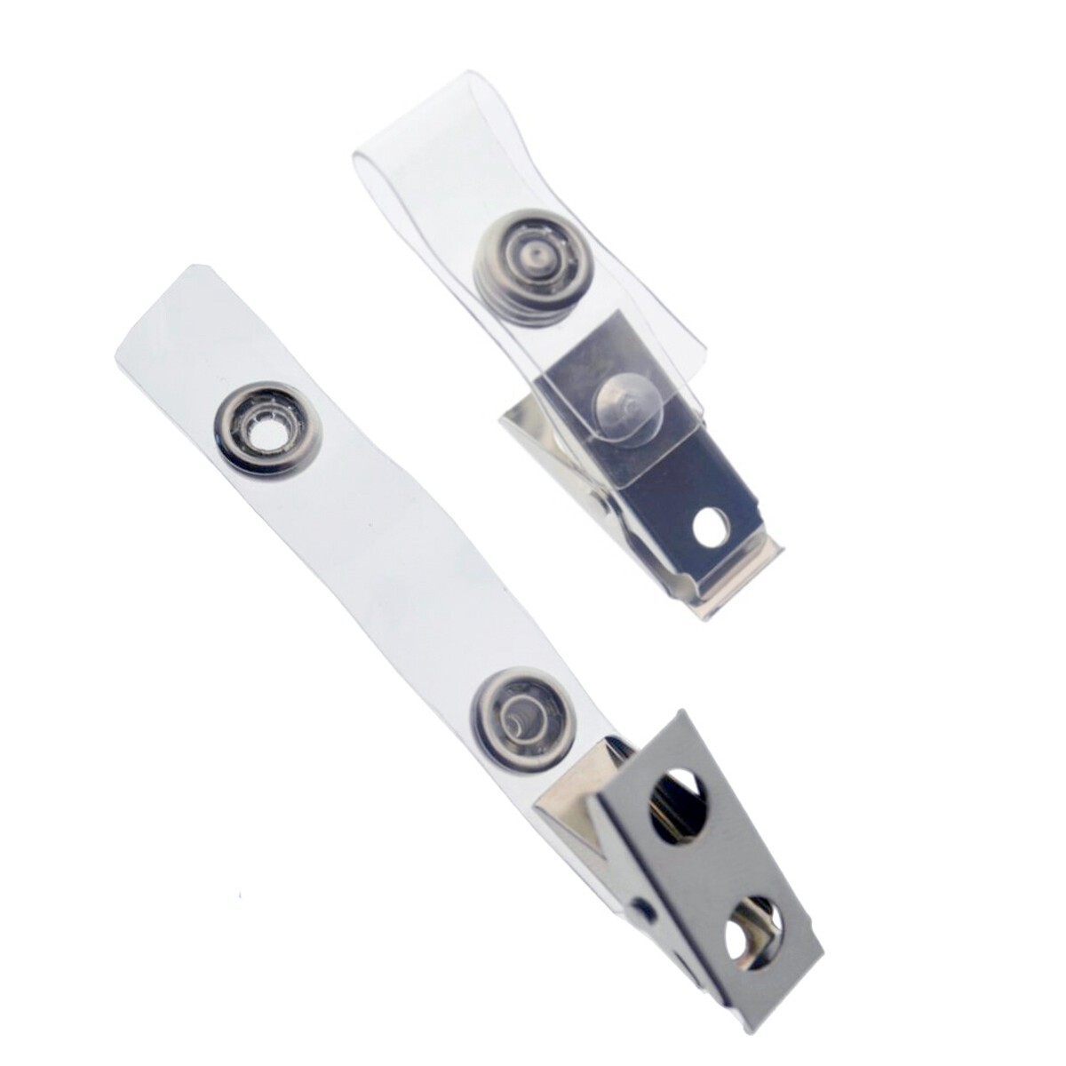 100 Pack- Premium Badge Clips with Vinyl Strap & Metal Bulldog by