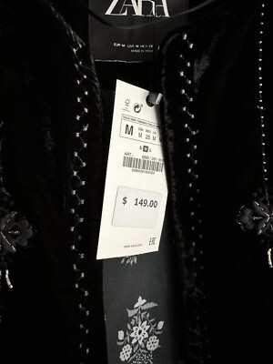 Zara Embroidered Boho Velvet Jacket Lightly Padded New 6895/261 | eBay
