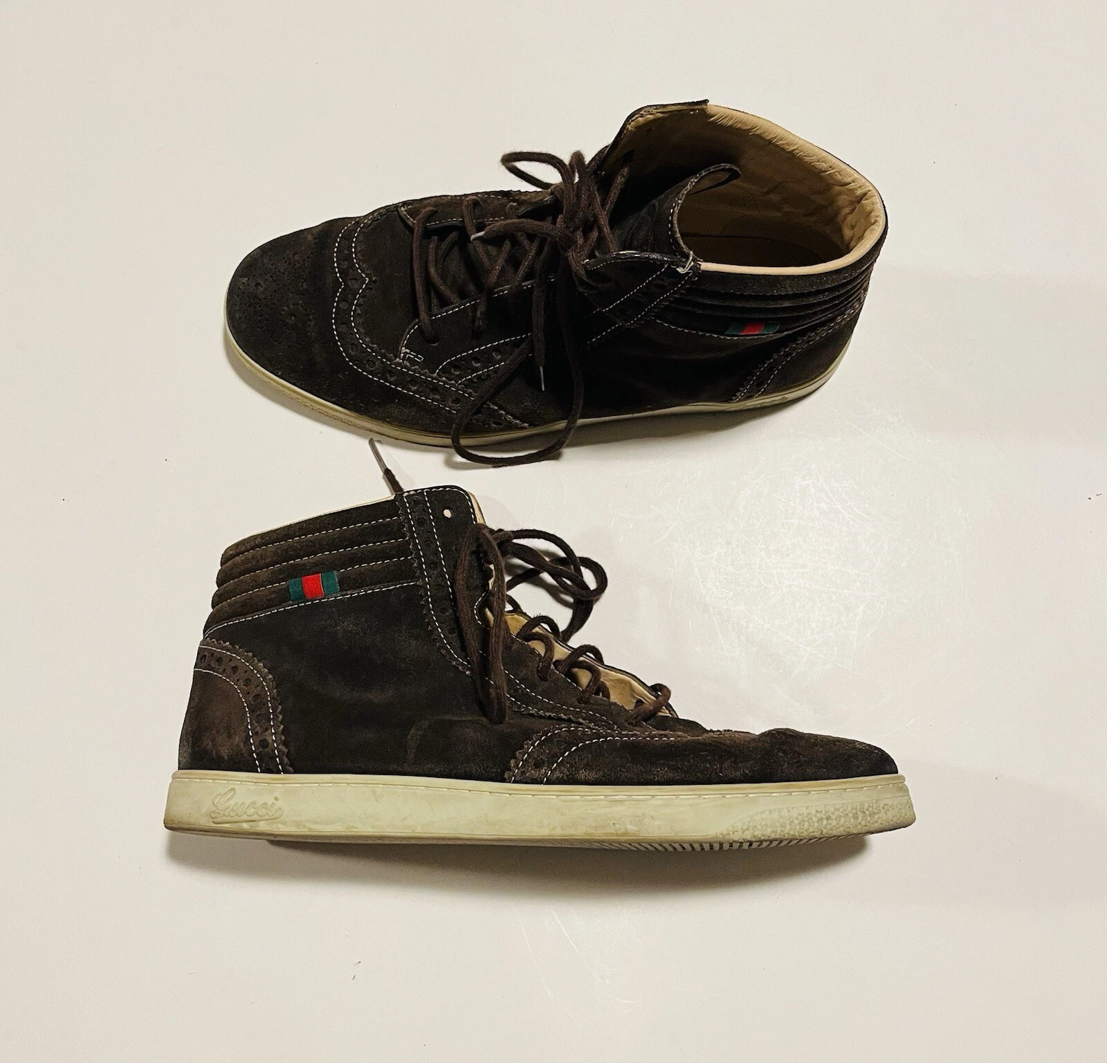 Baskets montantes homme Gucci classique marron daim brogue trainer pointure 7,5G