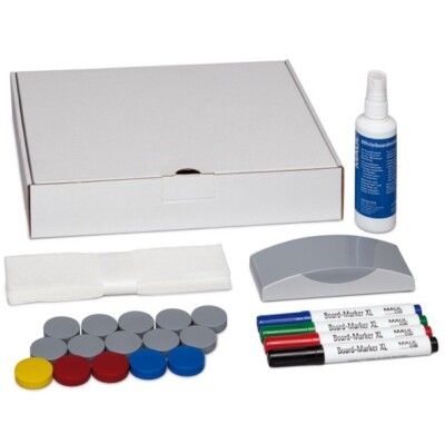 Whiteboard Zubehör-Set klein 26-teilig in Aufbewahrungsbox - Pinnwand