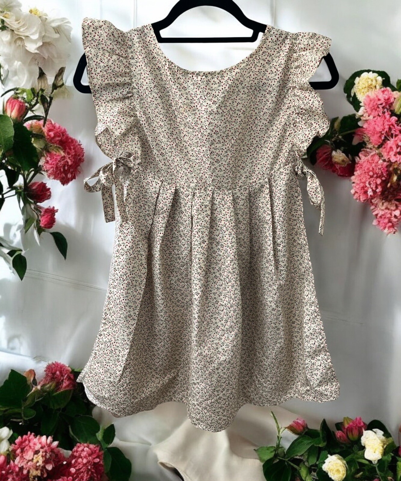 Making Believe Girl's Floral Prairie Colonial Apron Dress & 