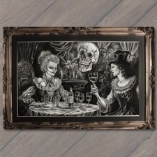 FLATCARD Skull Women Dinner Wine Ghost Girls Weird Scary Crazy Unusual Creepy