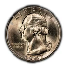 1947-D 25c Silver Washington Quarter - Frosty BU - Pastel Toning - SKU-Z5203