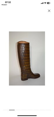 NEW Gucci Exotic Crocodile Skin 1921 Collection Crest Riding Style Boots