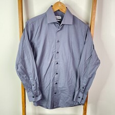 Calvin Klein Dress Shirt Mens 37 Purple Dotted Slim Fit Easy Iron Button Up