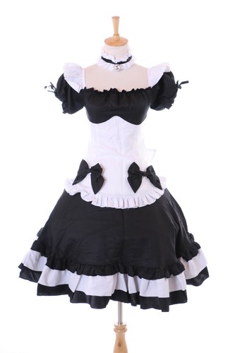 MN-183 Love Nikki Maid Gothic Lolita Kleid weiß schwarz 6-Teile Cosplay Kostüm - Bild 11 von 11