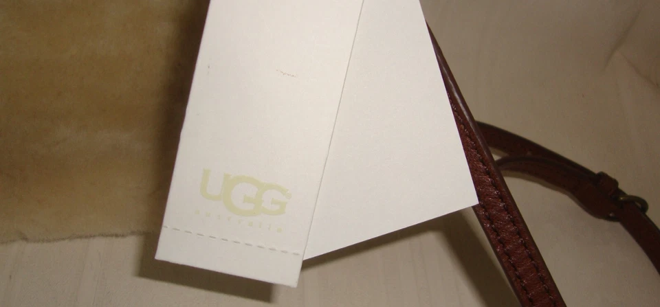 Bandolera sin asas UGG Nico de cuero marrón piel de oveja genuina NUEVA venta al por menor $215 RARA Foto 3 de 4