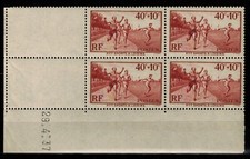 Coin Daté / Dated corner PTT sports et loisirs N° 346 du 29.4.37 Neuf ** / MNH