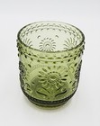 Vintage Botanist Green Drinking Glassware Tumbler 6PC Embossed Flower Red Co