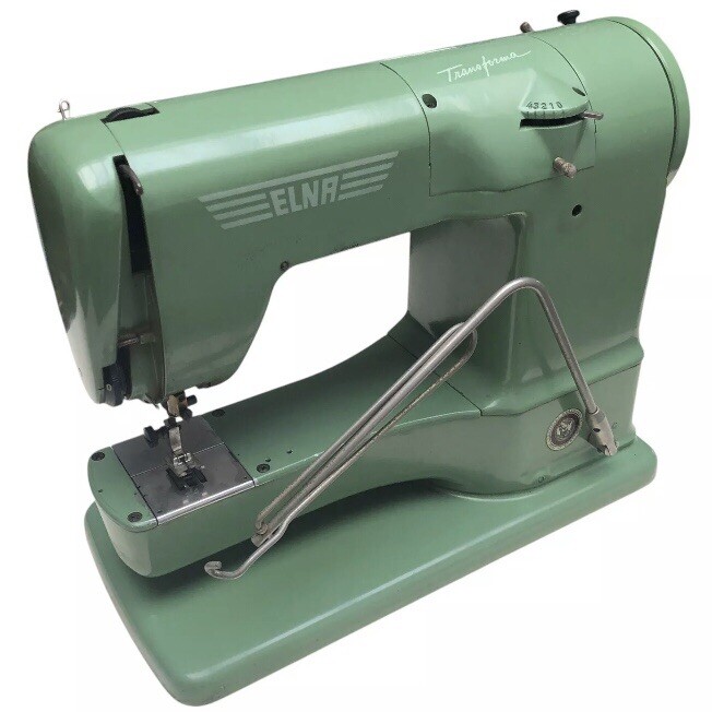 ELNA TRANSFORMA SEWING MACHINE - Green w/manual - Powers On Needs