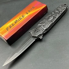 Premier Edge Holy Crusader Assisted Open Stiletto Dagger Folding Pocket Knife