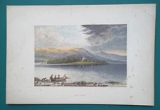 SCOTLAND Loch Leven w/ Castle Keep - 1882 Color Litho Print