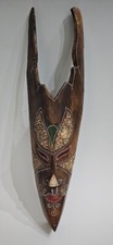 Hand Carved Wooden Tribal Mask w/ Horns Bali Indonesia BalineseTiki 20"