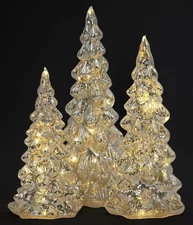 Red Co. Set of 3 (12”, 10”, 8”) Glass Light-Up Decorative Tabletop Christmas ...