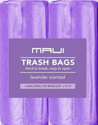 Small Trash Bags (120 Count), 4 Gallons Lavender Scented Strong Trash Bags. for