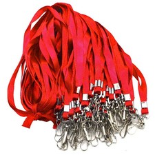 Red Lanyard Bulk Lanyards for Badges Flat Lanyard with Badge Clip Swivel Hook...