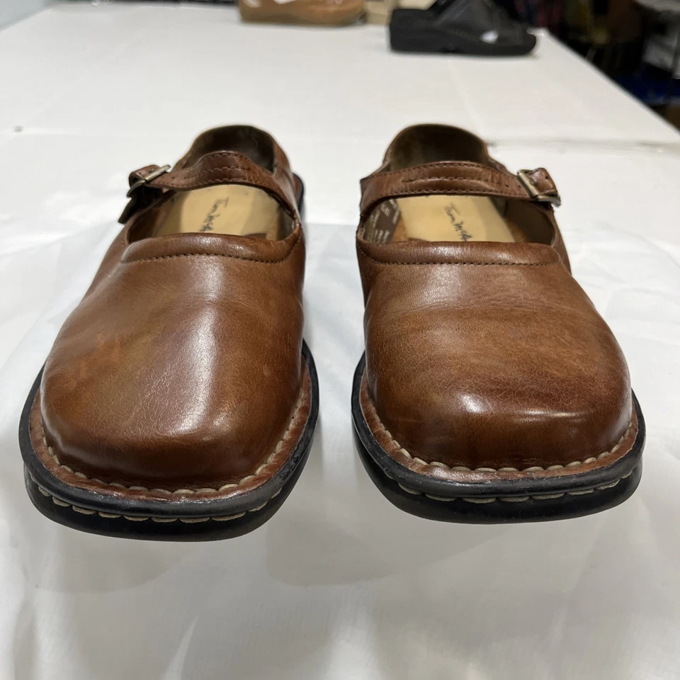 Mocasín plano cosido de cuero marrón 8 Thom McAn Mary Jane Walkers para mujer Y2K Foto 2 de 4