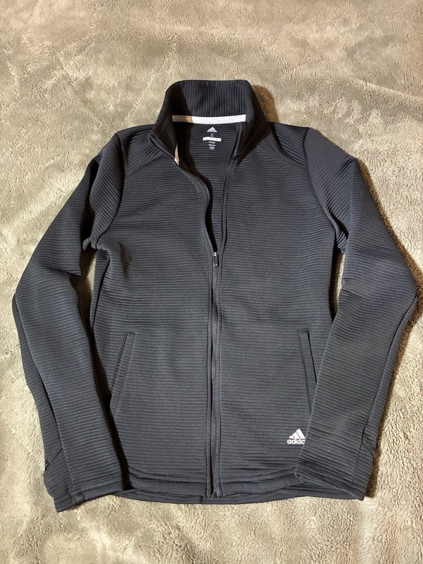 Adidas Golf Women’s Black Ribbed Full Zip Jacket, Size Small