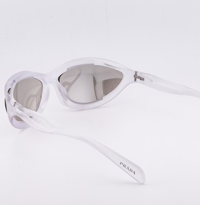 PRADA PRA23S MORPH Frost Crystal Silver Mirror Wavy A23 Wrap