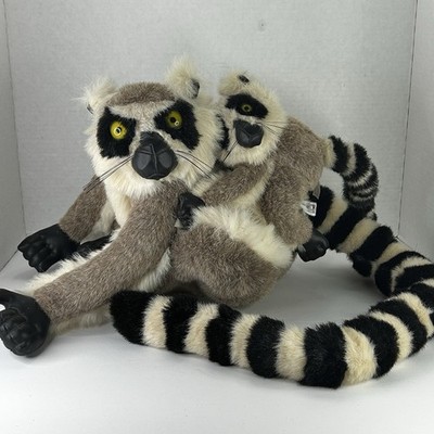 Vtg Discovery 1999 Plush Ring Tailed Lemur Monkey Mom & Baby 42'' Stuff Animal