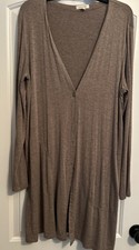 Max Studio Lightweight Women's Knit Duster Cardigan Sweater L Taupe