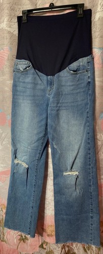 PINK BLUSH Maternity Straight Leg Distressed Pull On Jeans Size 29 (32)