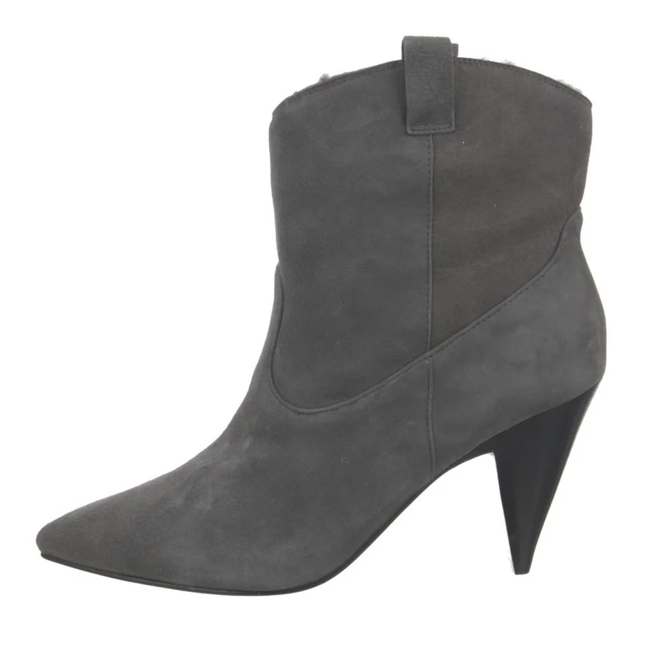 NUEVO EN CAJA Sigerson Morrison 9.5 Gamuza Western Botines Piel de Oveja Cono Tacón Gris Foto 2 de 4