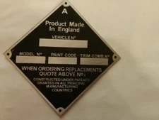 Nameplate Plate GB UK Ford Zephir Cortina Sierra Escort Zodiac cosworth s105