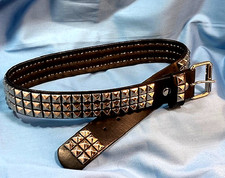 Belt, Black Leather Like, w /Pyramid Chrome Studs, Girls, 32 30-34 , Hot Topics