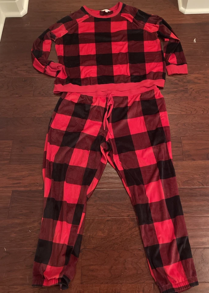 Secret сокровища 2 изделия черный/красный флис Buffalo чек пижамы комплект XL мягкий! - Изображение 2 из 4