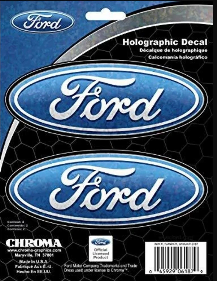 Calcomanía holográfica Ford con licencia auto hogar oficina equipaje paquete de 2 4 pegatinas Foto 3 de 4