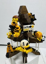 Georgia Tech Wood Hand Made Christmas Tree Football Missing Top 11” Tall 8” Wide