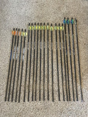 Used 20 Carbon Arrow Lot, Warrior, Bone Collector, Razor, Different Lengths