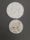 1964 Kennedy Half Dollar 1964 Washington Quarter 90% Silver 50c 25c 2 Coin Lot