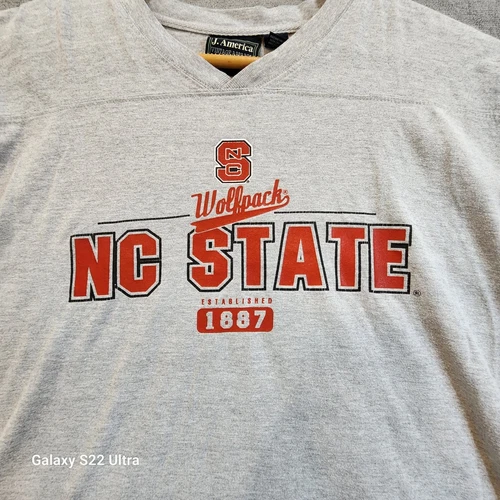 VETEMENTS NC State Wolpack Pullover Felpa Grande Grigio Rosso J America Abbigliamento Vintage