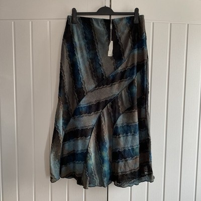 Per Una Ladies Teal Tie Dye Effect Lace Detail Maxi Skirt UK 16 R Boho NEW